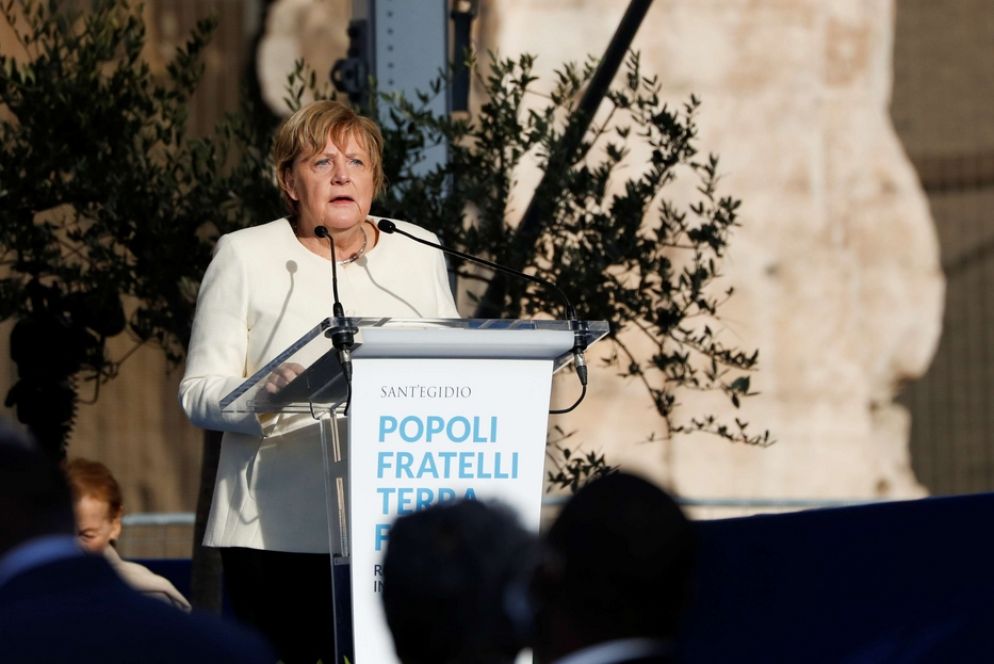 L'intervento di Angela Merkel al Colosseo - Reuters