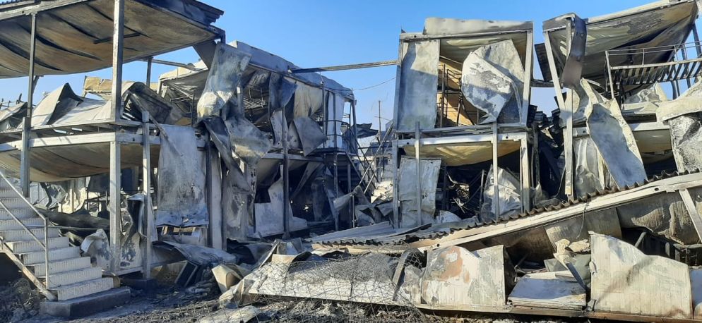 Distruzione nel campo di Moria