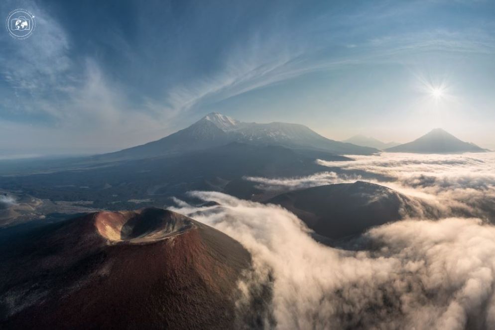 Kamchatka, vista aerea della regione del Tol'bachik