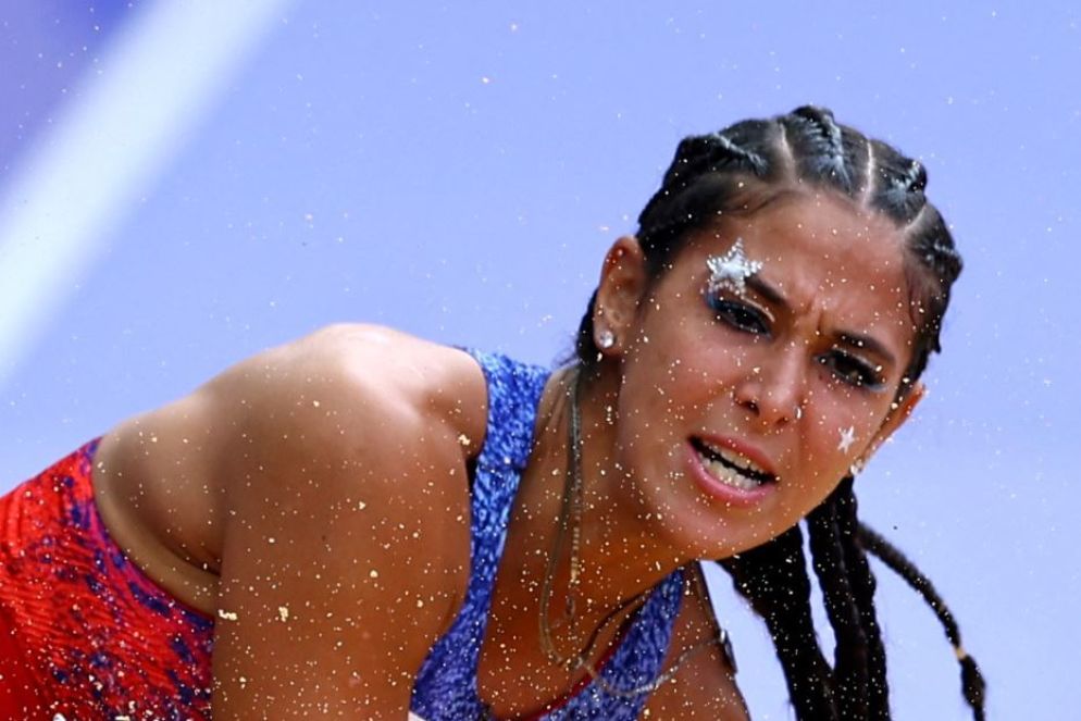 Il trucco "stelle e strisce" della velocista e lunghista Usa Beatriz Hatz