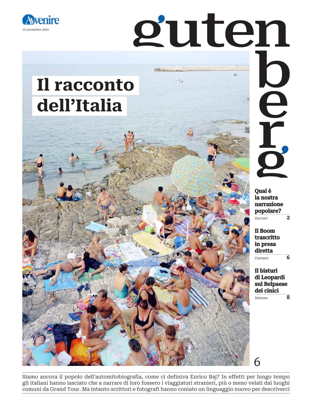 La copertina di "Gutenberg" n. 6, 15 novembre 2024 - -