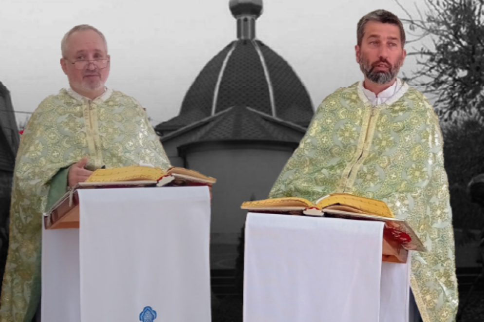 Padre Ivan Levytskyi e padre Bohdan Geleta prima dell'arresto - .