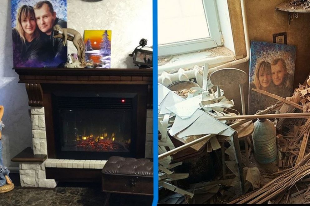 La casa di Mariupol prima della guerra e dopo il bombardamento - Concessione famiglia