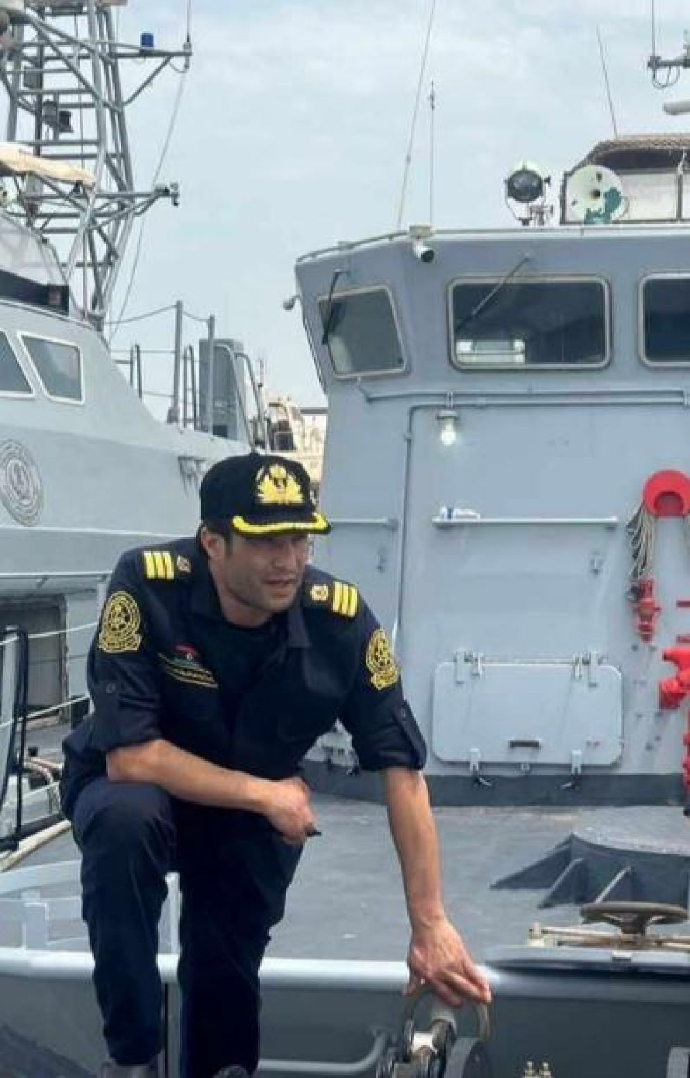 Abdurahman al-Milad, detto Bija, in una recente foto a bordo di una motovedetta donata dall'Italia - undefined