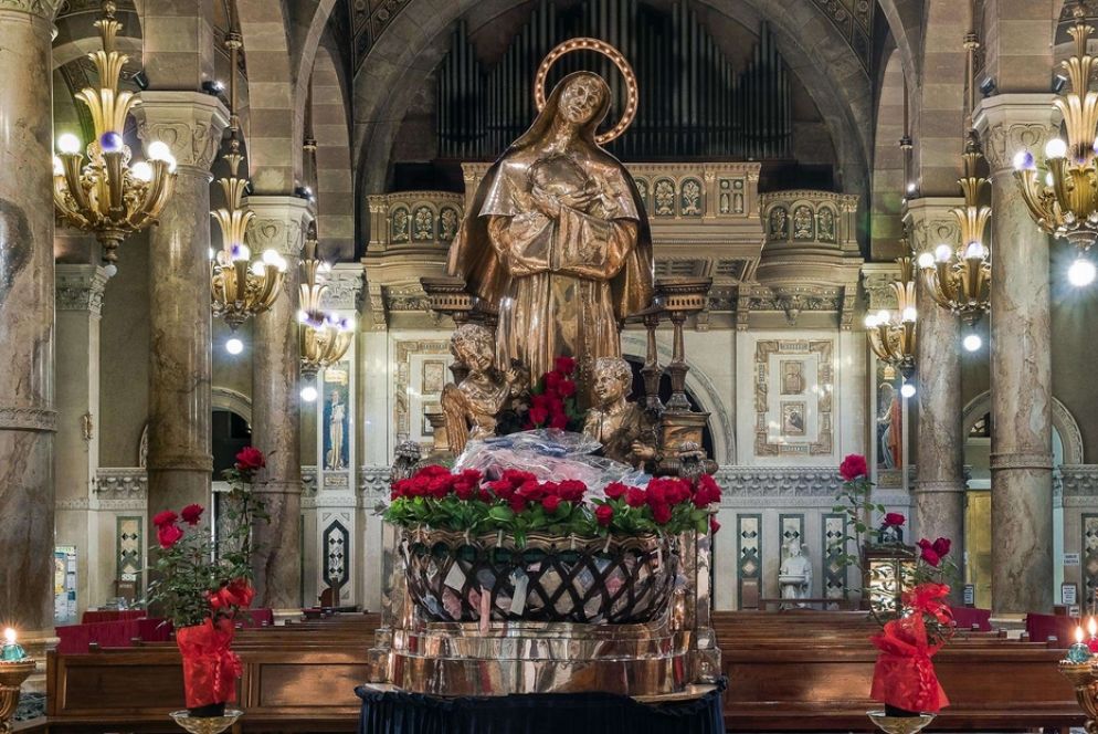 La statua di Santa Rita nel santuario di Torino - dal sito www.srita.it
