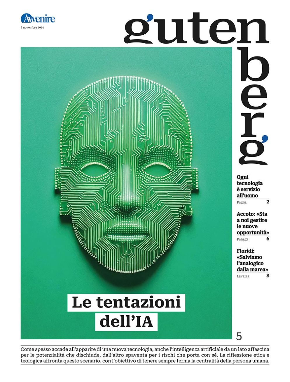La copertina di "Gutenberg" n. 5, 8 novembre 2024 - -