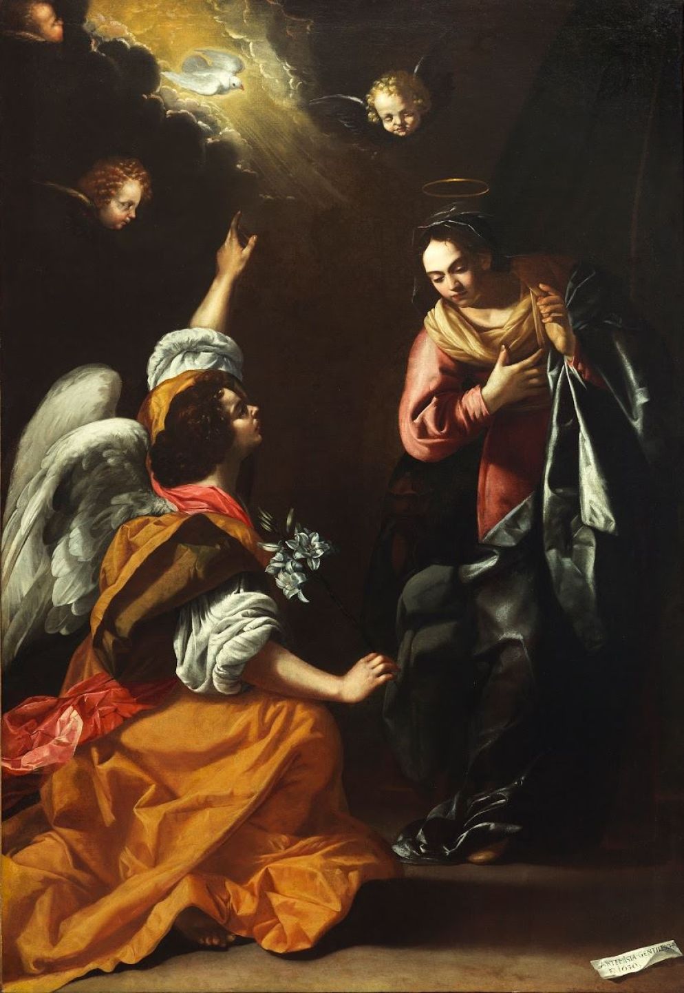 Artemisia Gentileschi, "Annunciazione" (1630). L'opera è in mostra alle Gallerie d'Italia di Napoli