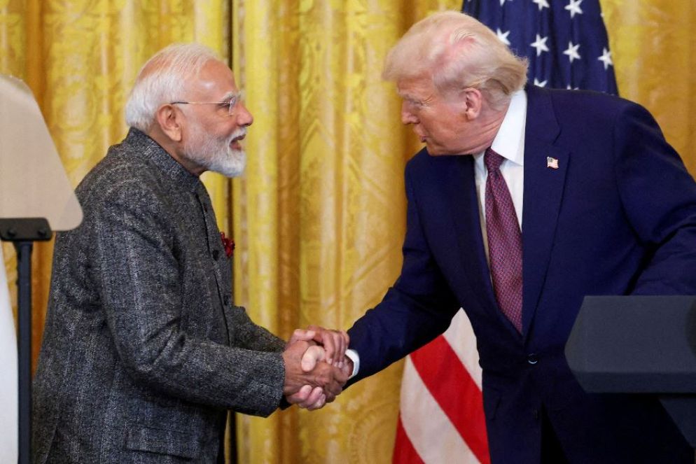 Il primo ministro indiano Narendra Modi con Trump alla Casa Bianca lo scorso 13 febbraio - REUTERS