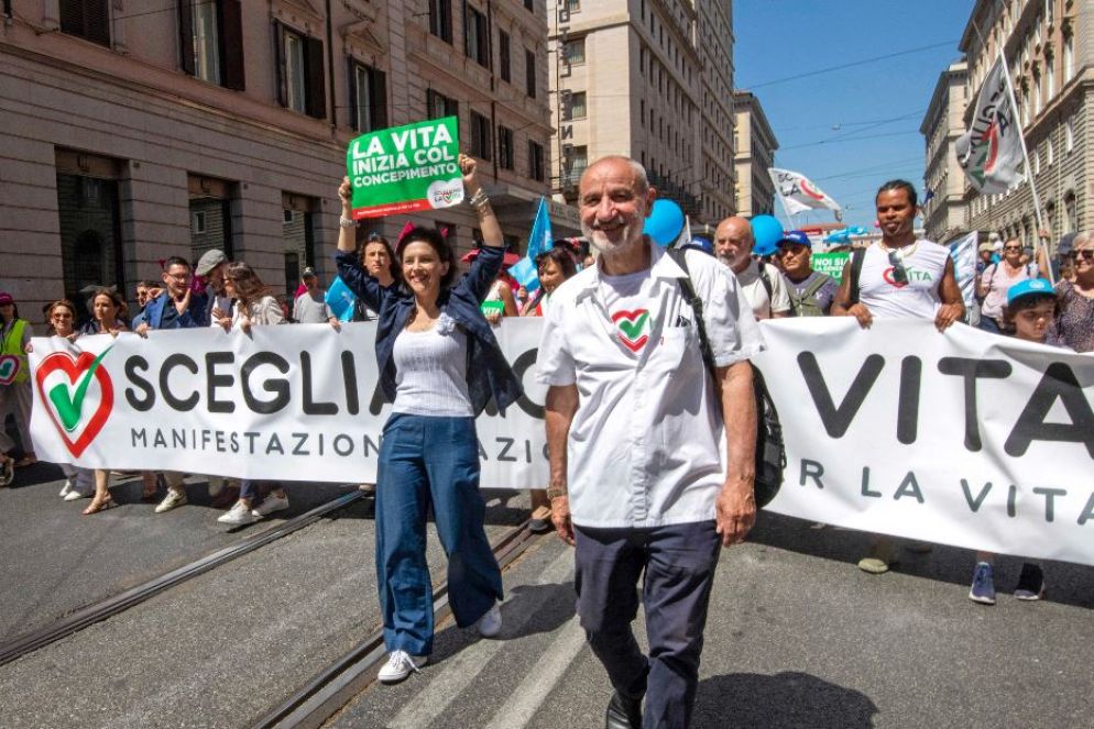 Il portavoce Massimo Gandolfini alla testa della Manifestazione per la Vita - Agenzia Romano Siciliani