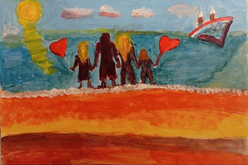 Assieme alla famiglia, davanti al mare. Il disegno di una detenuta - L'arte non ha sbarre