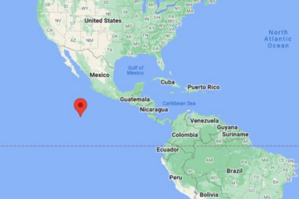 La posizione dell'isola dimenticata di Clipperton nel Pacifico - Goggle Map