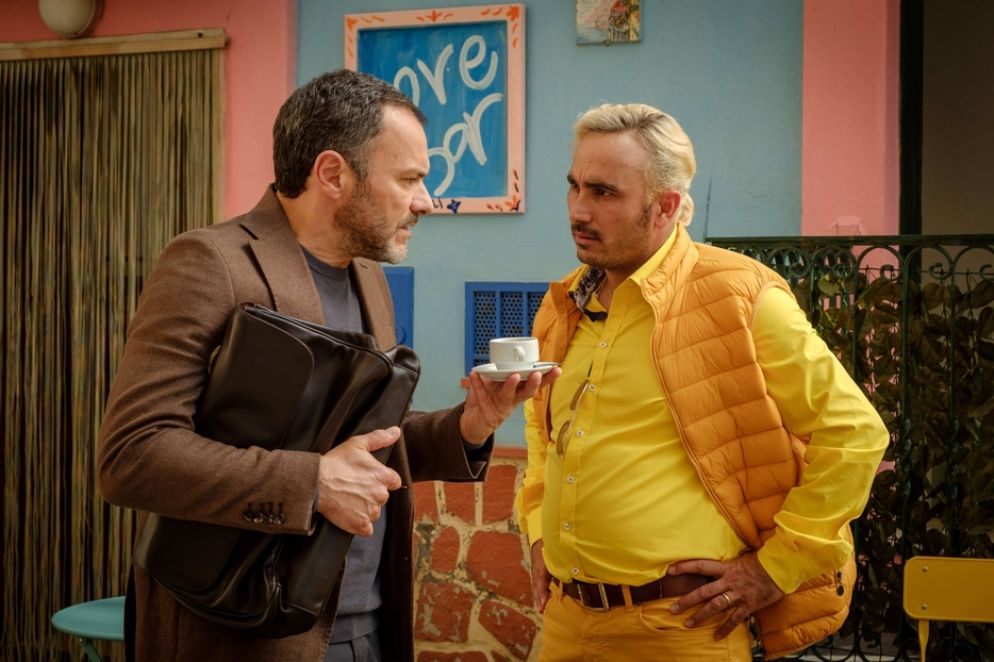 Massimiliano Gallo e Francesco Di Leva in una scena della fiction di Rai 1 "Vincenzo malinconico - Avvocato d'insuccesso"