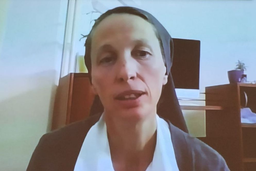 Suor Valentina Sala in collegamento da Gerusalmme con il convegno del Movimento per la Vita - Foto Mario Sansalone