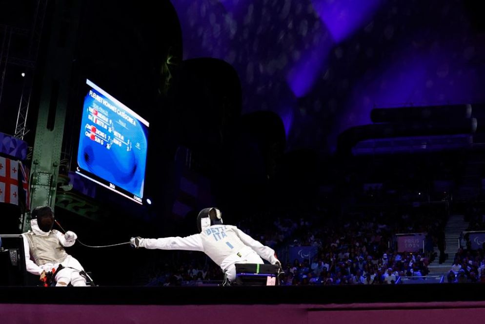 Matteo Betti durante la finale con Sun Gang - Reuters/Rawlins