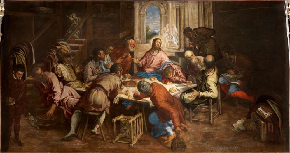 Jacomo Robusti, detto il Tintoretto, "Ultima cena", 1561-1566, olio su tela. Venezia, chiesa dei Santi Gervasio e Protasio, detta di San Trovaso - Cameraphoto Arte Venezia