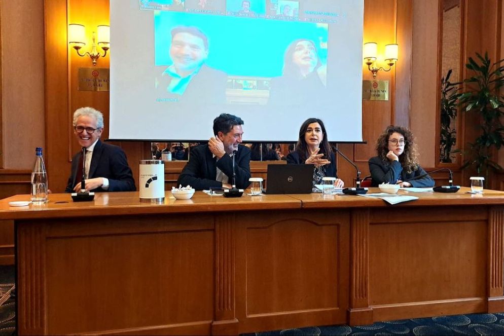 Da sinistra: Paolo Ciani, Filippo Miraglia, Laura Boldrini, Rachele Scarpa - L.Liv.