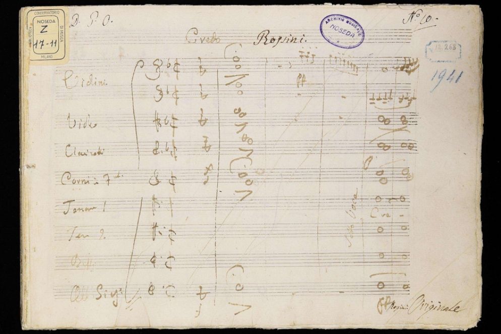 La partitura autografa del Credo della «Messa di Milano» di Rossini conservata nella Biblioteca del Conservatorio di musica “Giuseppe Verdi” di Milano - Per gentile concessione della Biblioteca del Conservatorio di musica “Giuseppe Verdi” di Milano - Collocazione Noseda Z 17-11