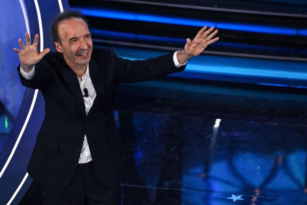 Roberto Benigni a Sanremo - Ansa