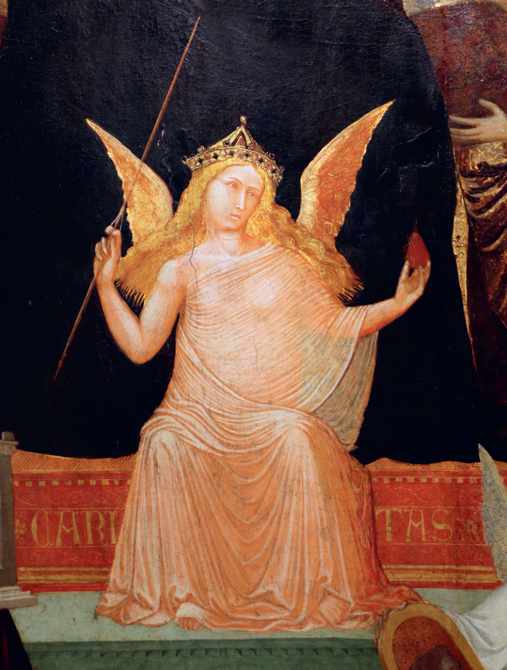 Ambrogio Lorenzetti, allegoria della Carità, dalla "Maestà" di Massa Marittima