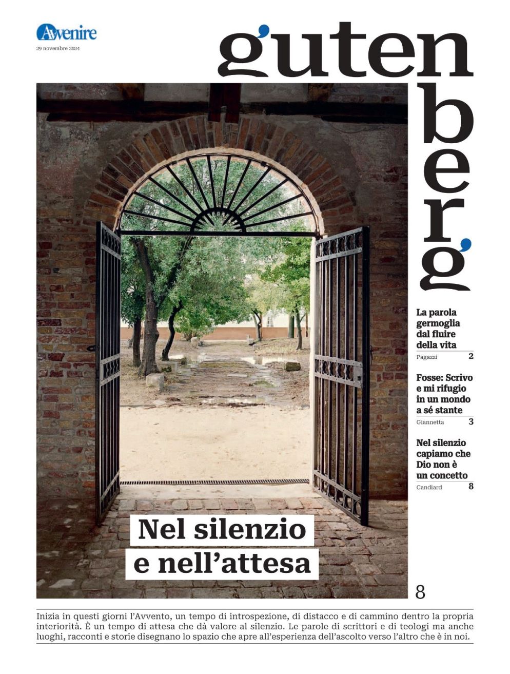 La copertina di "Gutenberg" n. 8, 29 novembre 2024 - -