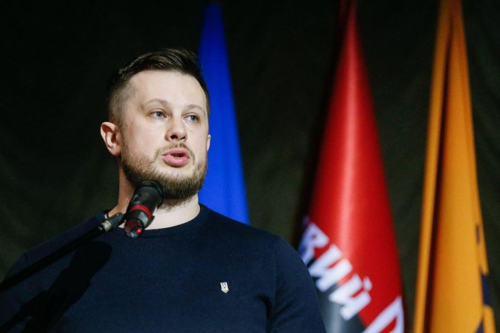 L’esponente di estrema destra e primo comandante del battaglione Azov, Andriy Biletsky - Ansa