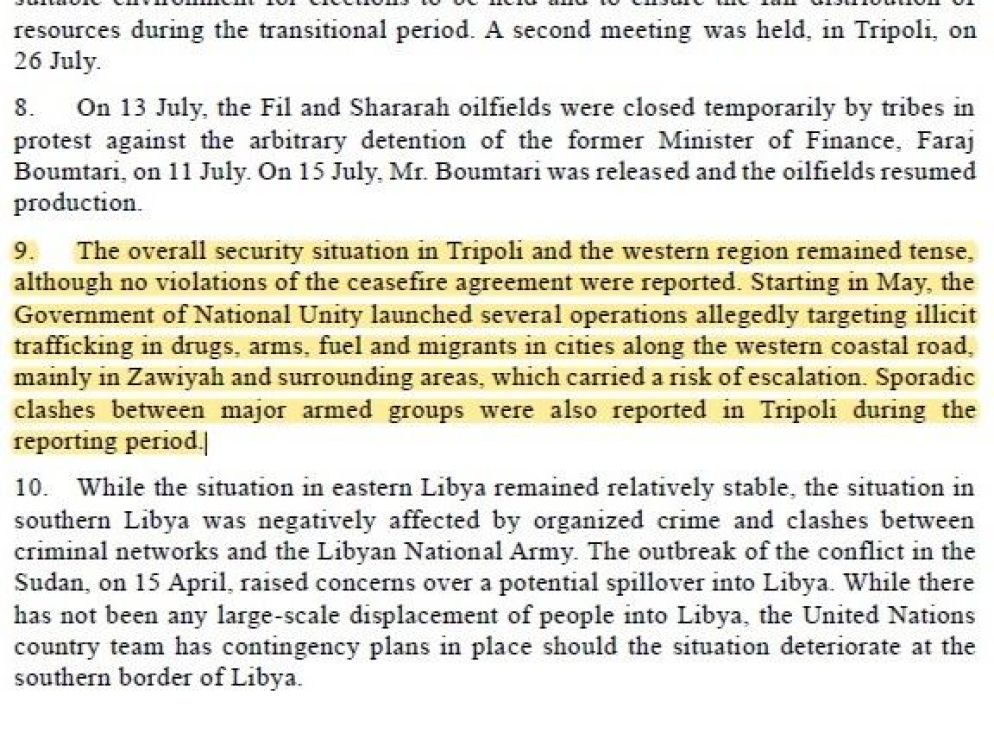 Uno dei riferimenti al "Libyagate" contenuto nel rapporto di Guterres, che segnala la coesistenza di vari traffici illeciti ad opera di gruppi libici legali alle istituzioni