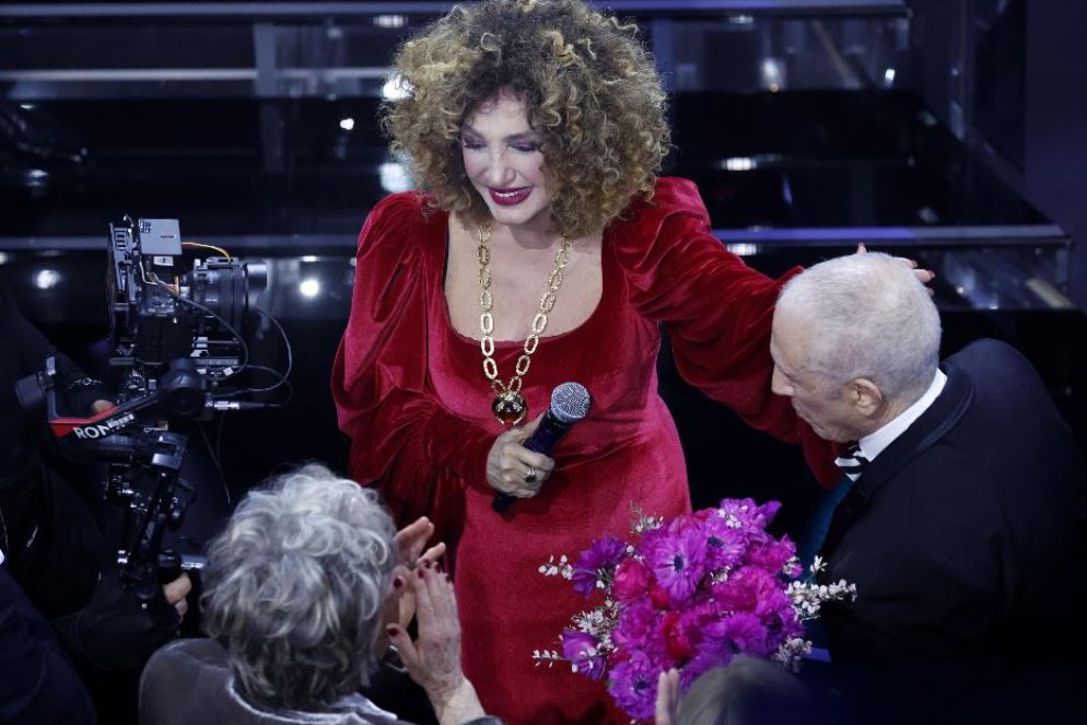 Marcella Bella e il fratello Gianni Bella al Festival di Sanremo nella serata delle cover - ANSA
