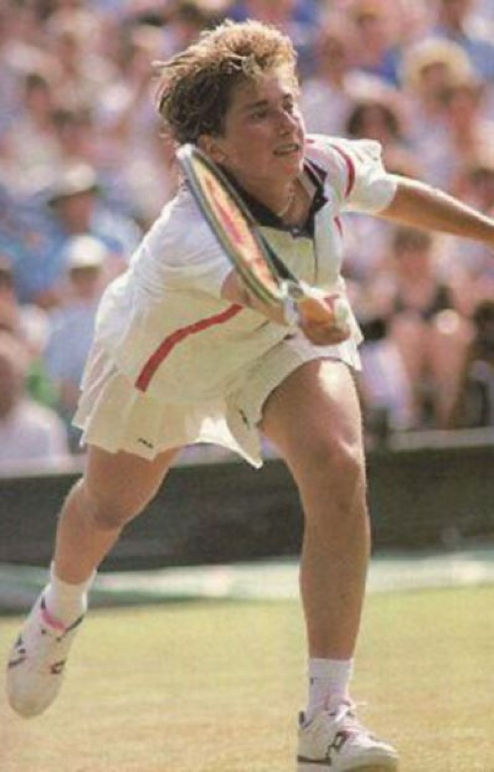 Laura Golarsa nel 1989 in azione ad Wimbledon - Archivio Laura Golarsa