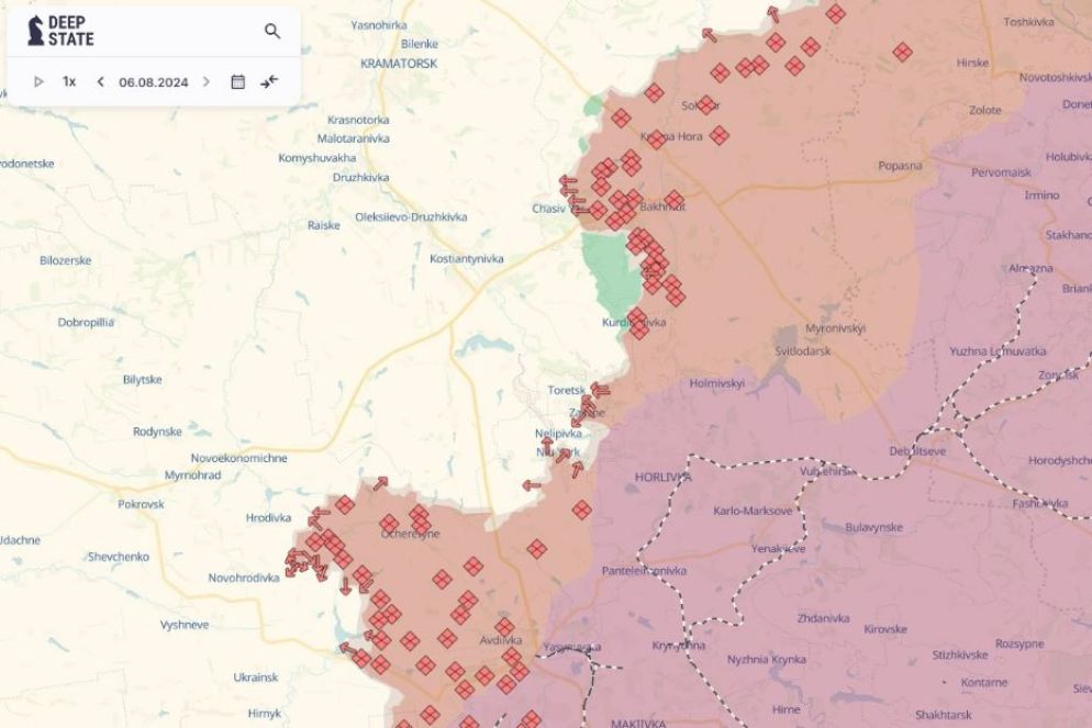 La situazione militare nella regione di Donetsk secondo il sito deepstatemap.live - Deepstatemap.live