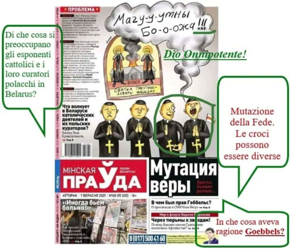 Le vignette contro i preti cattolici in Bielorussia - @BielorussaRM