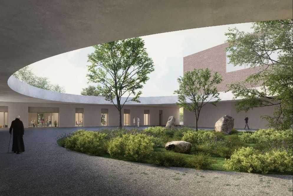 Il rendering dell'edificio parrocchiale che sorgerà annesso alla chiesa - Diocesi di Forlì