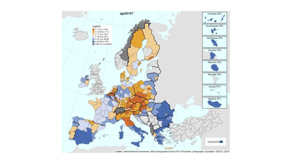 Percentuale di persone a rischio povertà in Europa - Eurostat