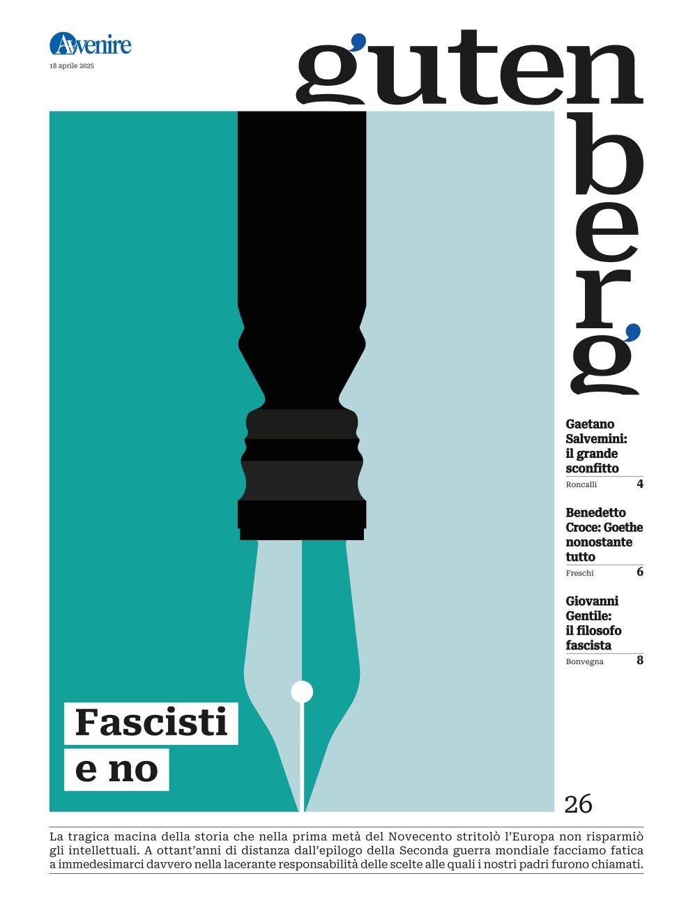 La copertina di "Gutenberg" n. 26, 18 aprile 2025 - -