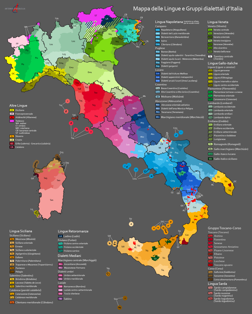 Mappa dei dialetti d'Italia - -