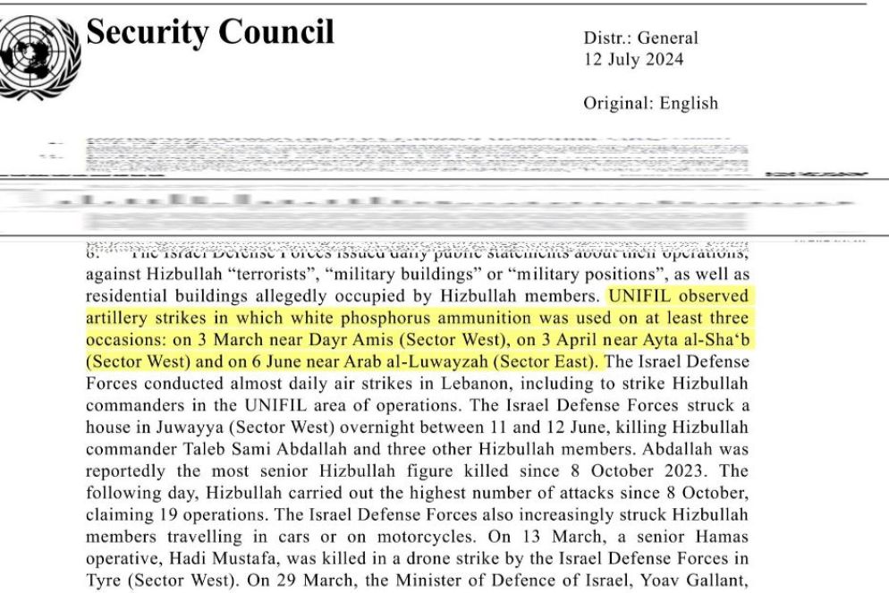 Il documento Onu sull’uso del fosforo bianco da parte di Israele - .
