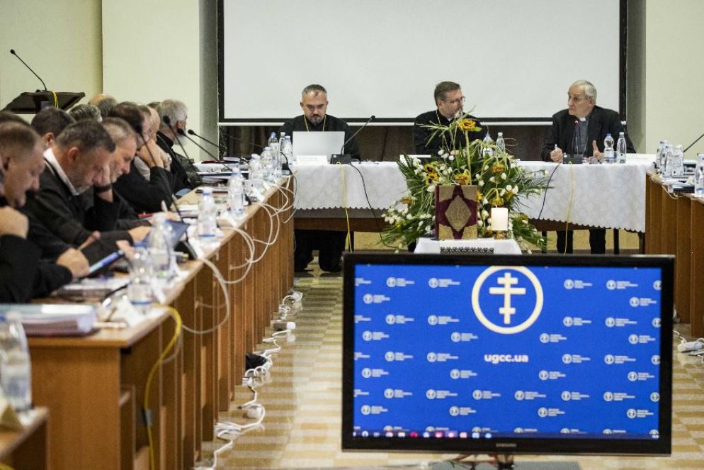Il presidente della Cei, cardinale Matteo Zuppi, ospite del Sinodo della Chiesa greco-cattolica ucraina in corso a Roma - Siciliani-Cei