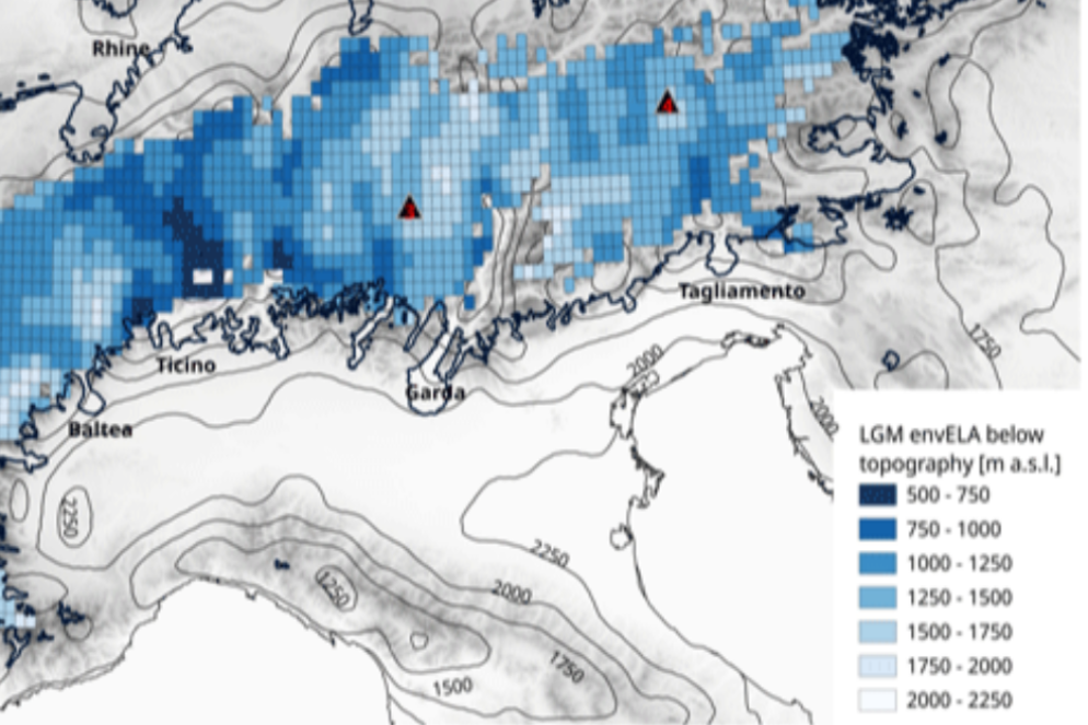 Carta dell’altitudine della linea di equilibrio glaciale sulle Alpi 21.000 anni fa - Università degli studi di Trieste
