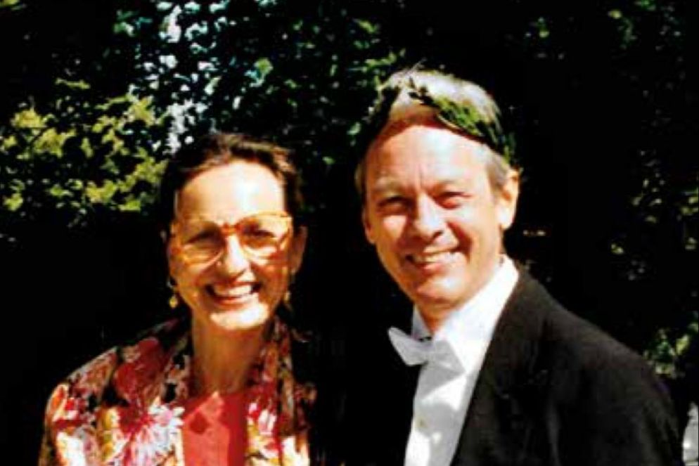 Ugo Amaldi al Dottorato honoris causa dell'Università di Uppsala nel 2000, con la moglie Clelia - .