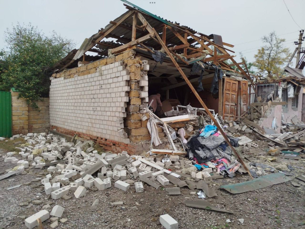 Uno degli edifici colpiti dall’artiglieria russa. BIlozerka, nel sud dell’Ucraina