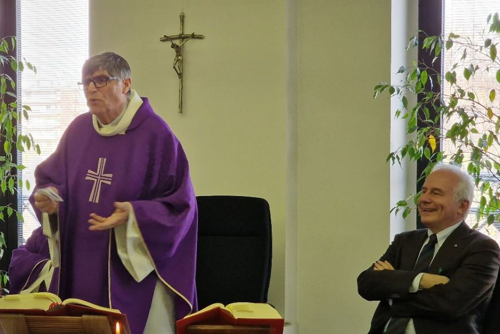 Don Maurizio Patriciello con il direttore di Avvenire, Marco Tarquinio