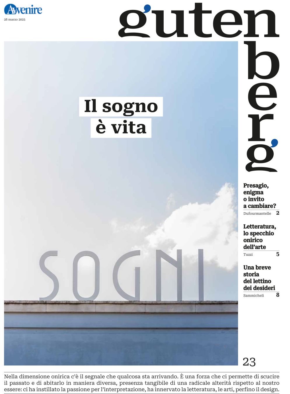 La copertina di "Gutenberg" n. 23, 27 marzo 2025 - -
