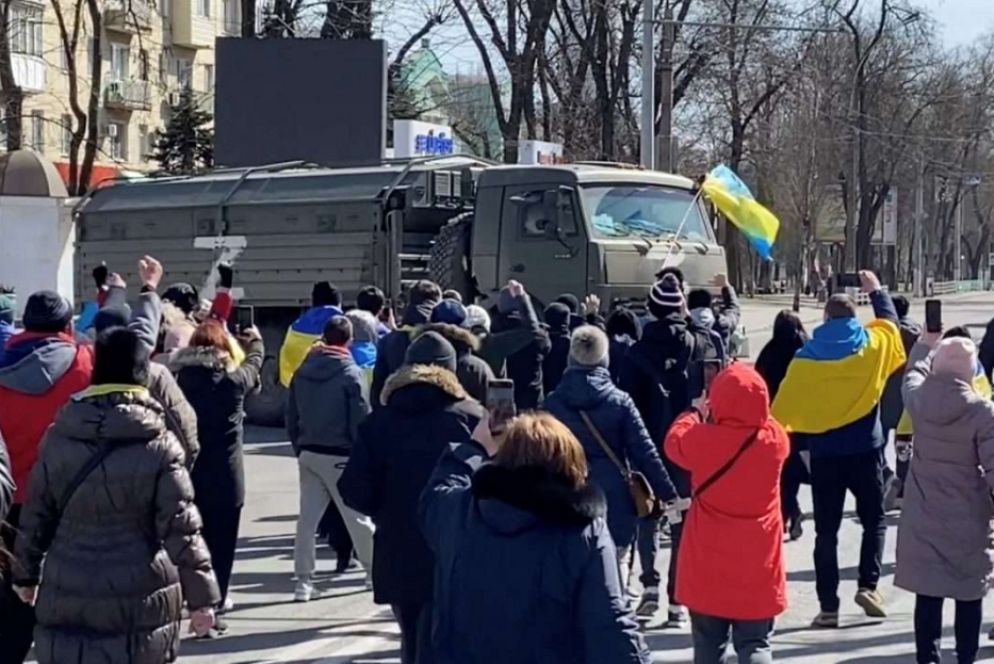 Le proteste dei cittadini a Kherson, in Ucraina - .
