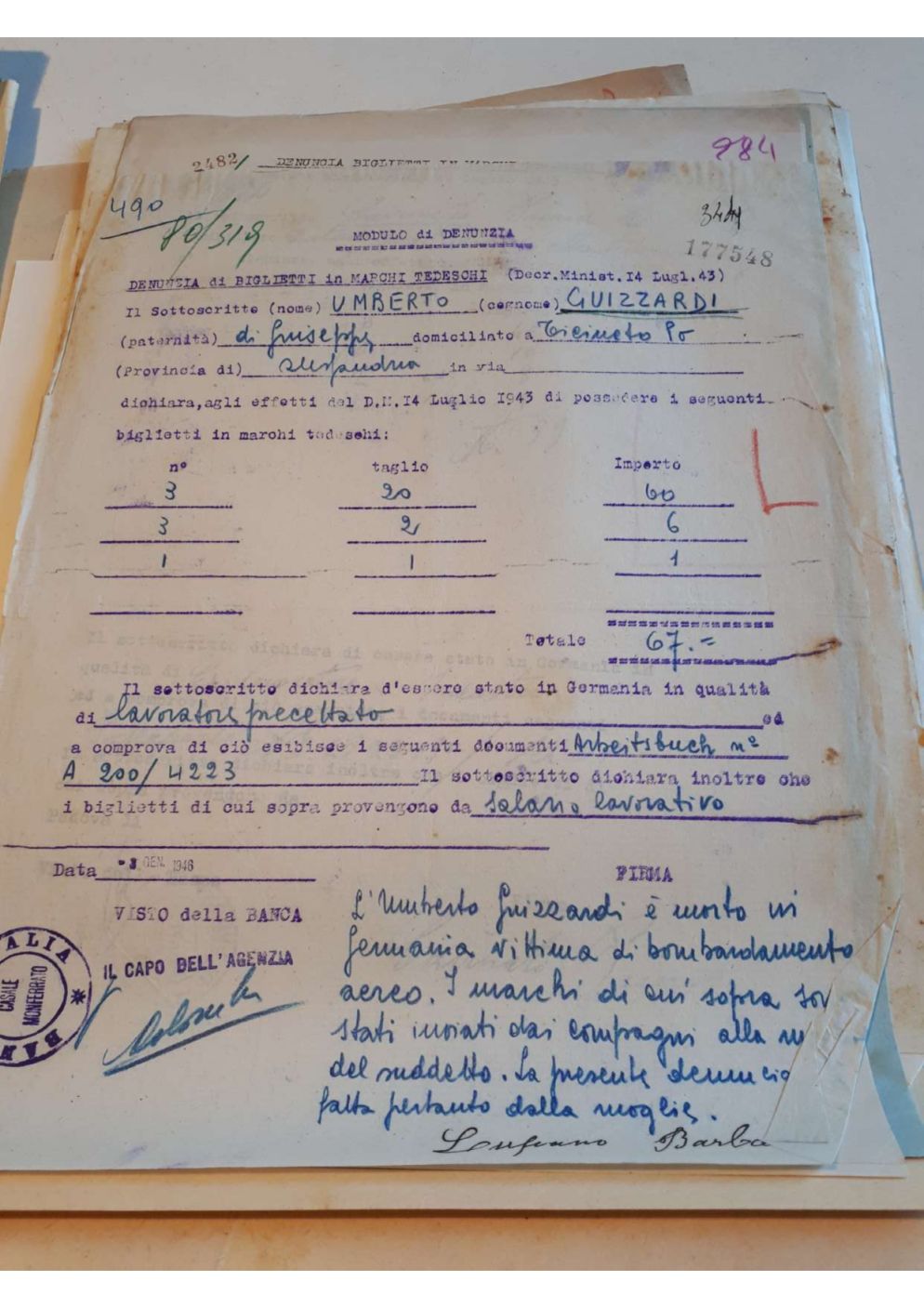 Umberto Guizzardi, Ticineto Po (Alessandria), lavoratore civile morto a causa di un bombardamento aereo in Germania - Anrp