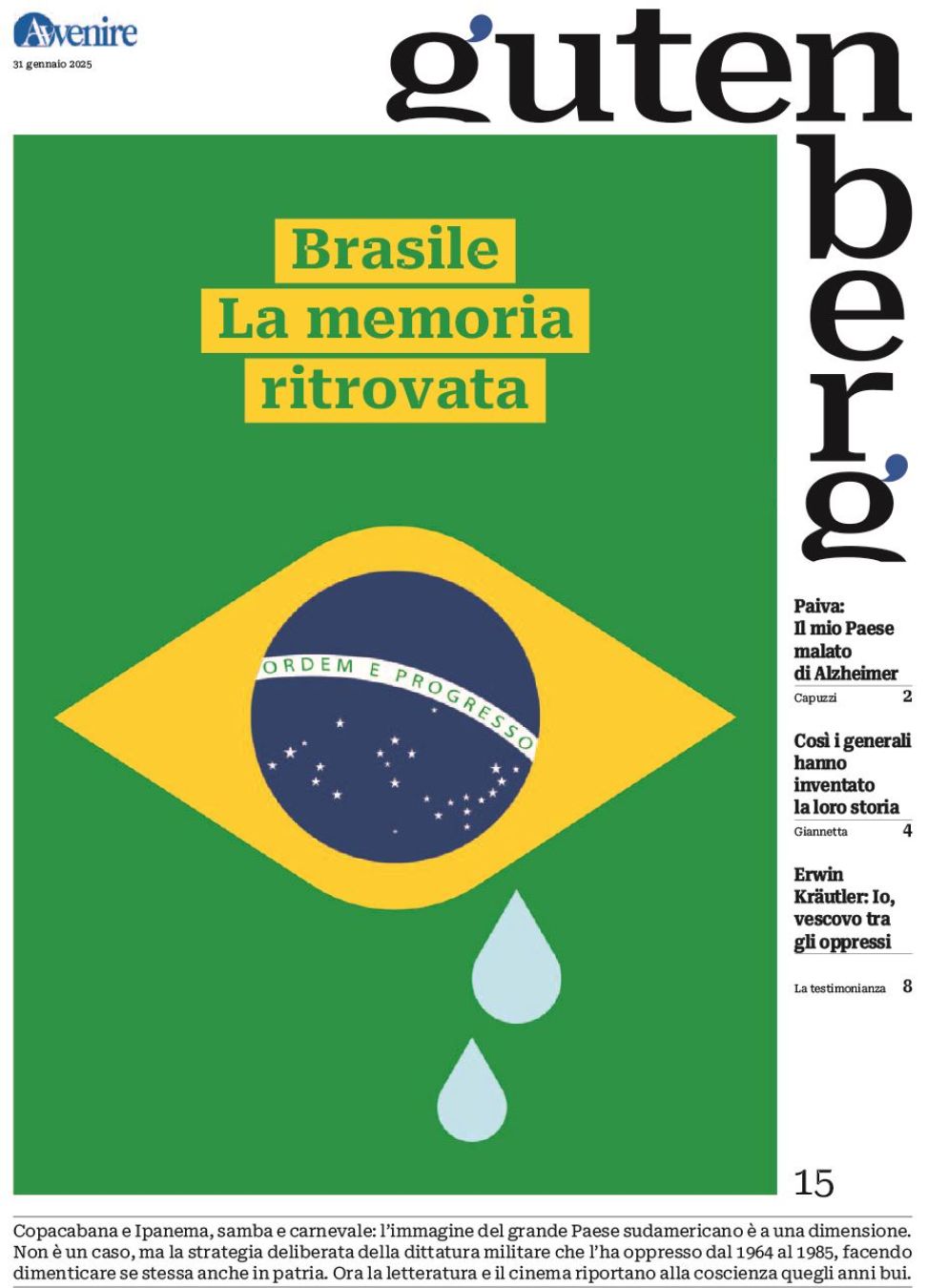 La copertina di "Gutenberg" n. 15, 31 gennaio 2025 - -