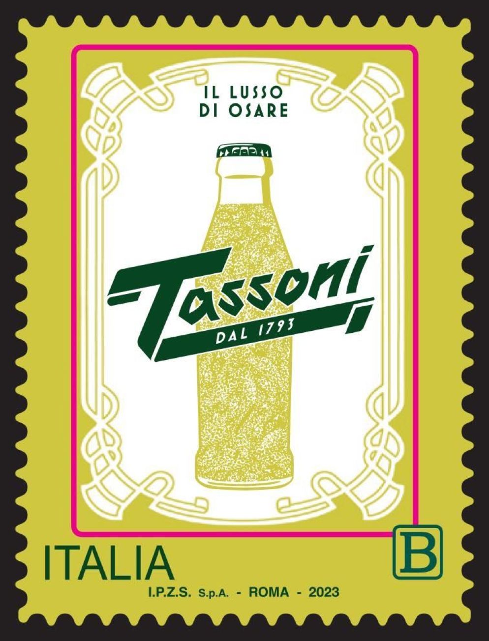 Il francobollo celebrativo di Poste Italiane per i 230 anni della tassoni
