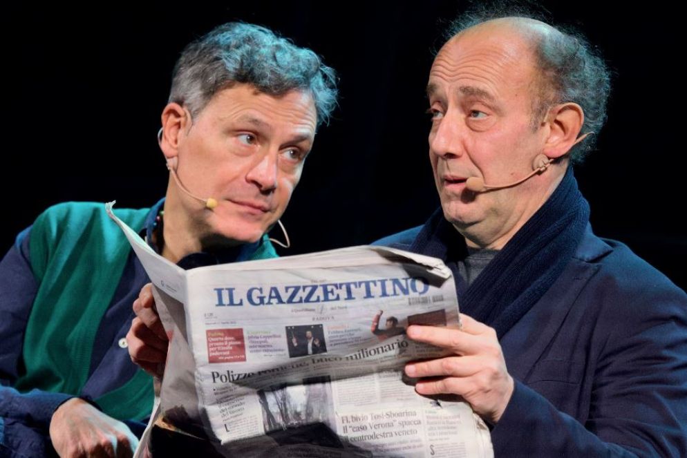 Ale & Franz durante lo spettacolo all'Ospedale Niguarda - .