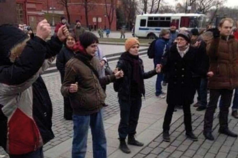 La protesta a Mosca svoltosi il Primo maggio vicino al Cremlino - Fermo immagine