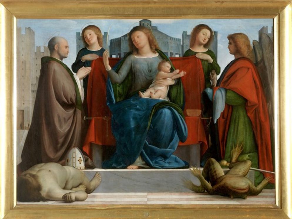 Immagine: Bramantino, Madonna delle Torri, 1509-1519 circa, tempera e olio su tavola, 122x157 cm. Pinacoteca Ambrosiana