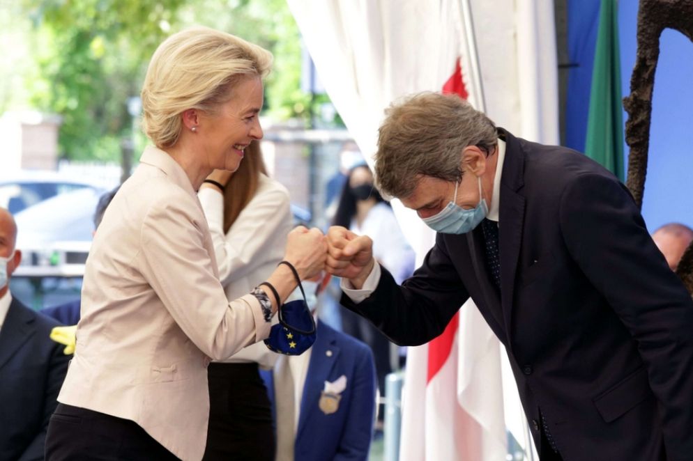 Ursula Von der Leyen con David Sassoli - Archivio Fotogramma