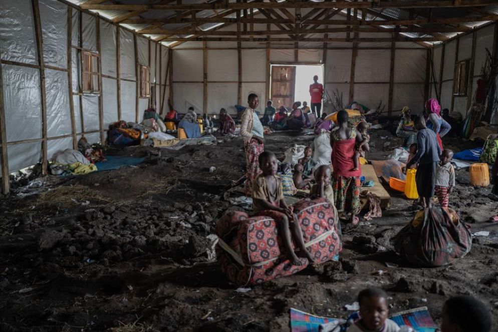Una grande tenda nel campo di Bulengo alle porte di Goma nel Nord Kivu concolese - Ansa